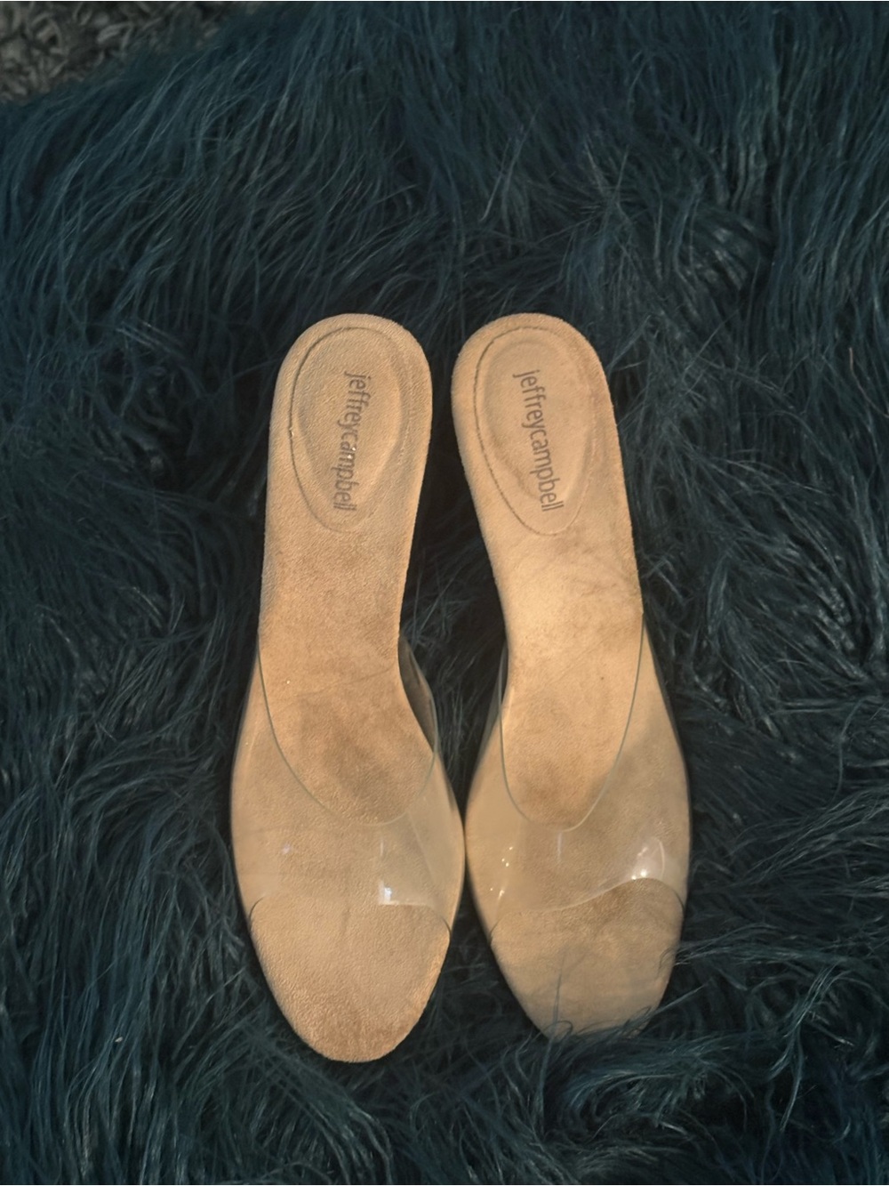 Jeffrey Campbell Nude Clear-Band Slide Mules